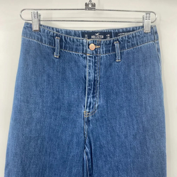 Hollister Ultra High-Rise Culotte Jeans Women Size 3 26 x 22 Blue Denim Wide Leg - Picture 3 of 11